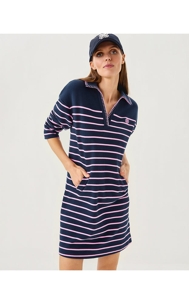 Corvaya Terry Dress - Low Tide Navy Legacy Stripe
