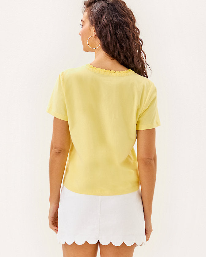 Clairmont Crochet Trimmed Knit Top - Limoncello