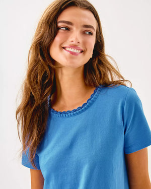 Clairmont Crochet Trimmed Knit Top - Sunwashed Blue