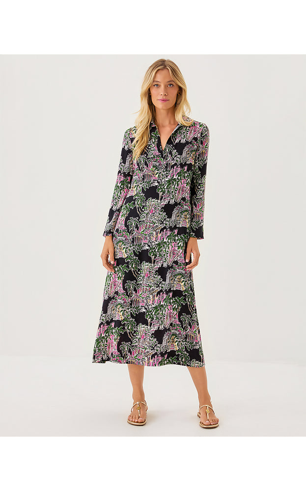 Simona Midi Dress - Onyx PB Anniversary Toile