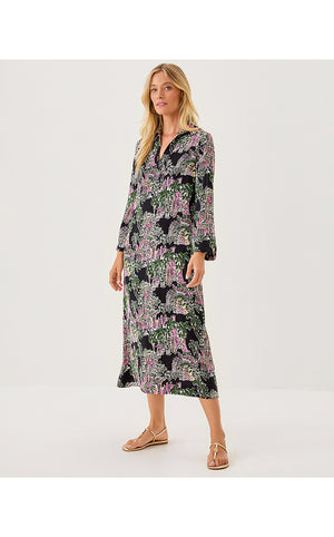 Simona Midi Dress - Onyx PB Anniversary Toile