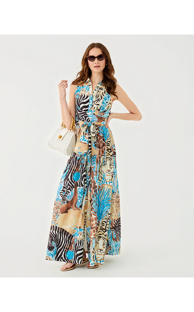 Marria Stretch Maxi Shirtdress - Breezy Aqua Oversized Lilly's Zoo