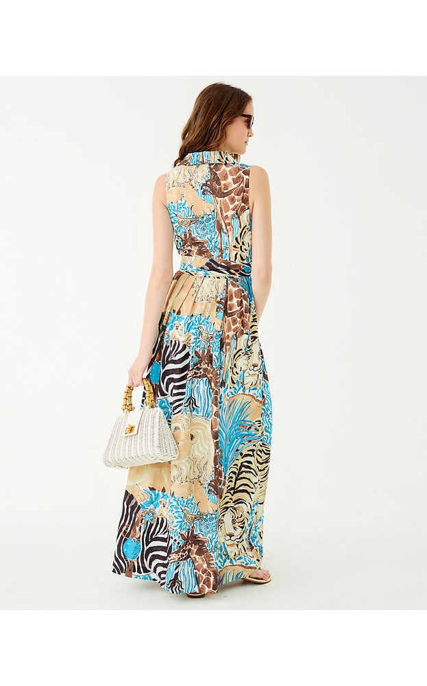 Marria Stretch Maxi Shirtdress - Breezy Aqua Oversized Lilly's Zoo