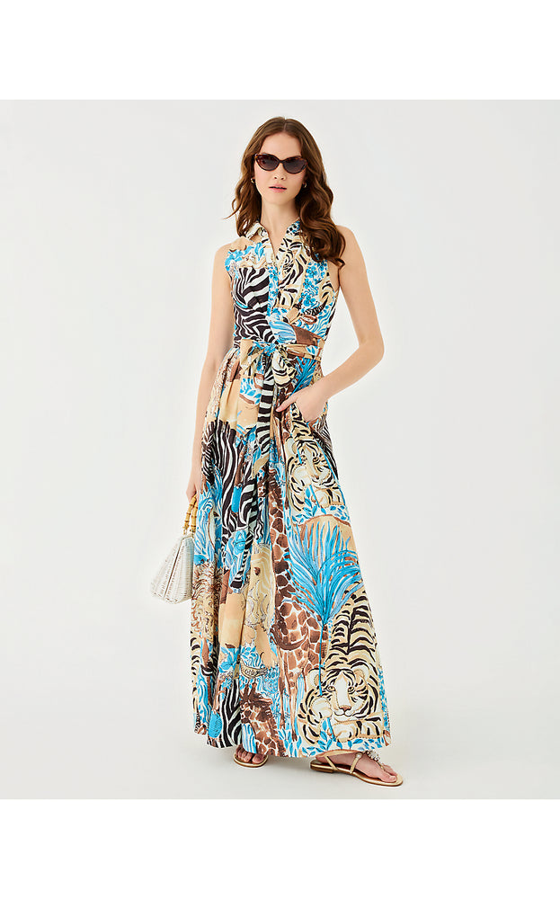 Marria Stretch Maxi Shirtdress - Breezy Aqua Oversized Lilly's Zoo
