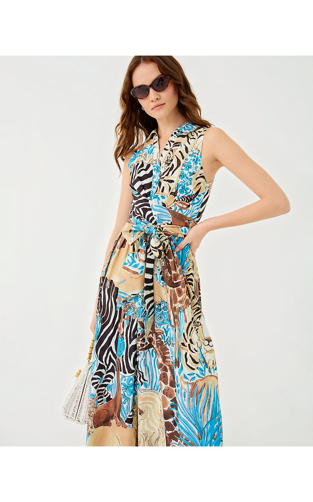 Marria Stretch Maxi Shirtdress - Breezy Aqua Oversized Lilly's Zoo
