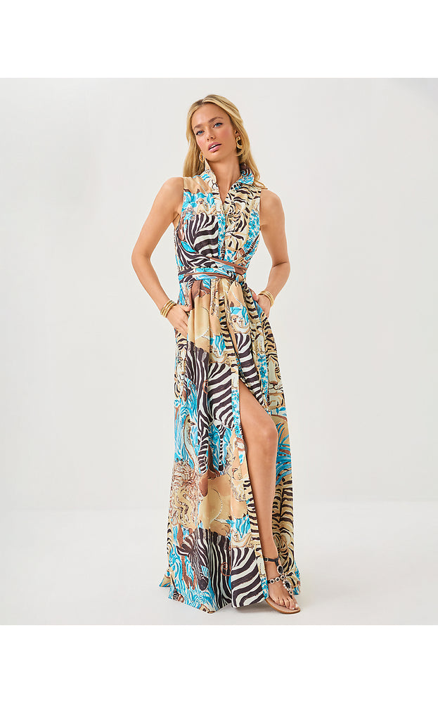 Marria Stretch Maxi Shirtdress - Breezy Aqua Oversized Lilly's Zoo
