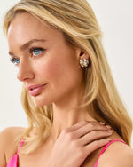 All Dahled Up Stud Earrings - Gold Metallic