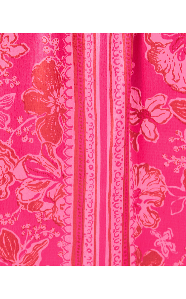 Elizabethany Off The Shoulder Top - Sun Shell Pink Big Party Engineered Woven