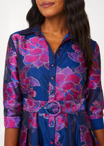 Cecilia Gown Fuchsia Navy Peony Organza
