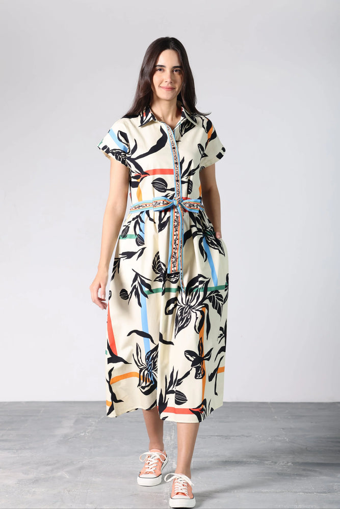 Rylie Dress - Stripe Florals