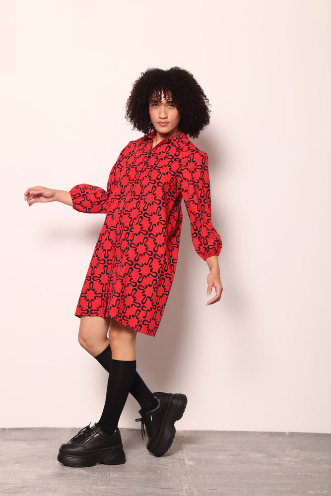 Ava Dress - Red/Black