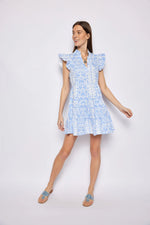 Flutter Sleeve Flare Tunic - Tropical Block Print