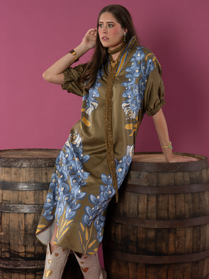 Poppy Caftan - Bluebonnet Textured Silk