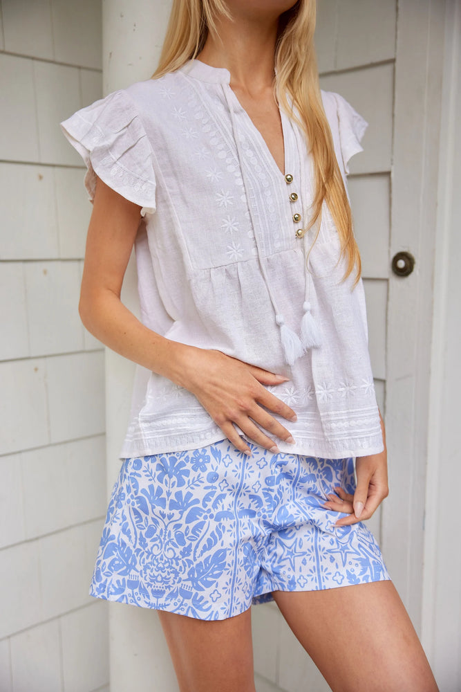 Printed Shorts - Tropical Block Print