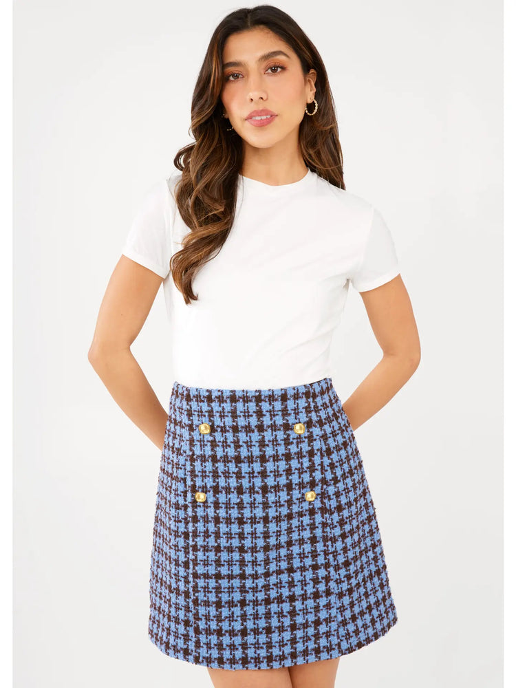 Jessica Skirt Blue/Brown Houndstooth