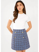 Jessica Skirt Blue/Brown Houndstooth