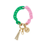 Key Chain Bangle, Spearmint Green / Conch Shell Pink