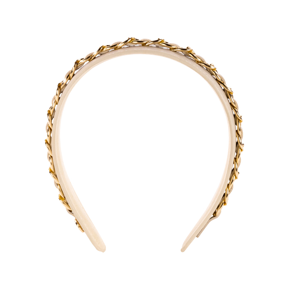 Chain Embellished Headband, Resort White