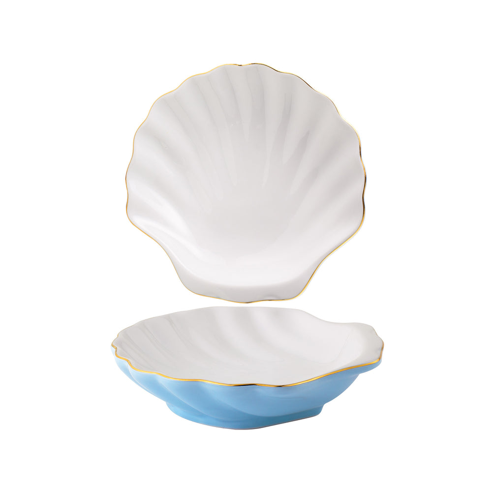 Seashell Appetizer Plates, Hydra Blue