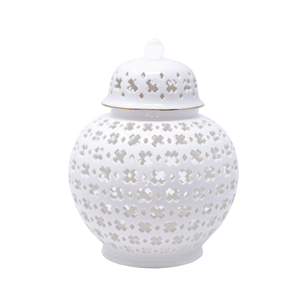 Small Ginger Jar, White Lattice