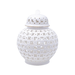 Small Ginger Jar, White Lattice