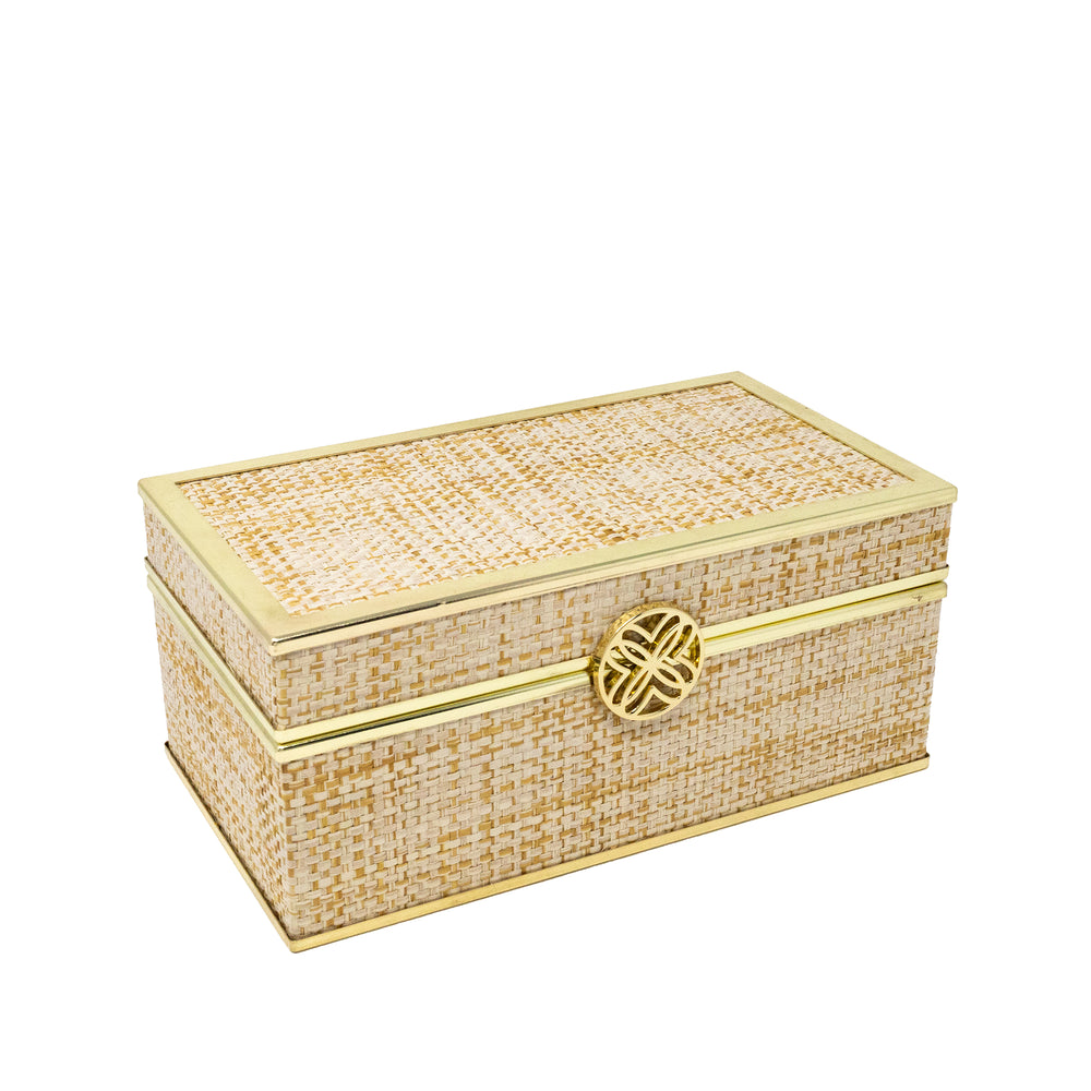 Jewelry Box, Gold Raffia