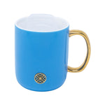 Ceramic Mug with Coaster Lid, Blue Stream