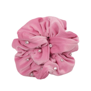 Velvet Layered Ruffle Scrunchie, Conch Shell Pink