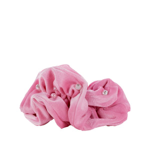 Velvet Layered Ruffle Scrunchie, Conch Shell Pink