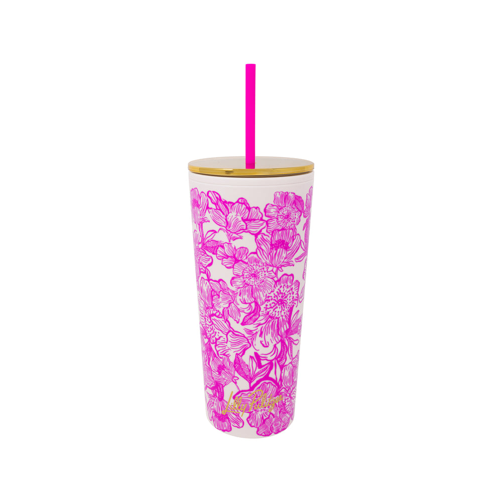 Acrylic Tumbler with Straw, Unforgettable Pink