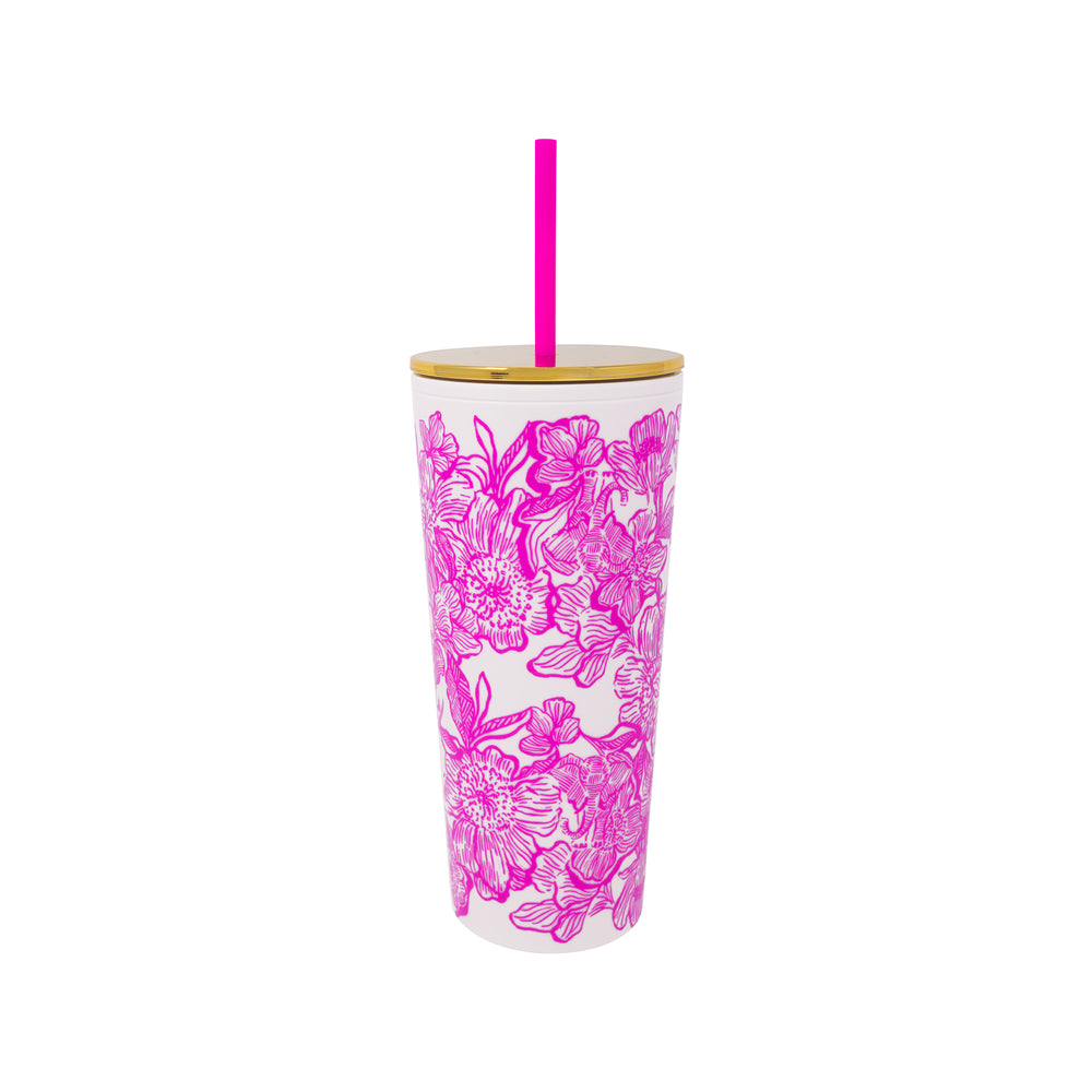 Acrylic Tumbler with Straw, Unforgettable Pink