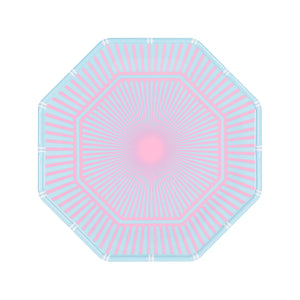 Melamine Appetizer Plate Set, Blue and Pink Stripe