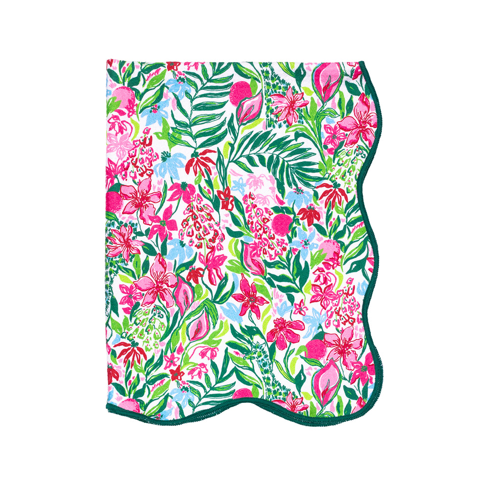 Scallop Edge Tea Towel Set, Feeling Poppy/Glowing Gardens