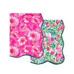 Scallop Edge Tea Towel Set, Feeling Poppy/Glowing Gardens