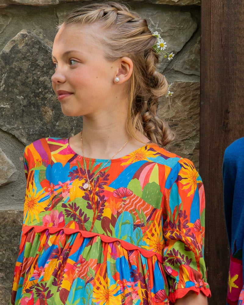Quinn Girls Dress - Tangerine Tango