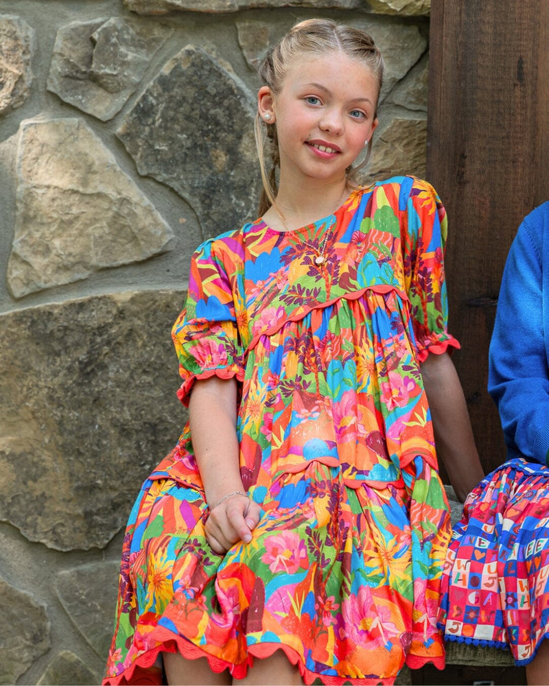 Quinn Girls Dress - Tangerine Tango