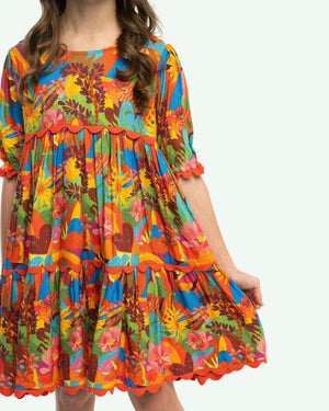 Quinn Girls Dress - Tangerine Tango