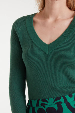 V-Neck Sweater - Green