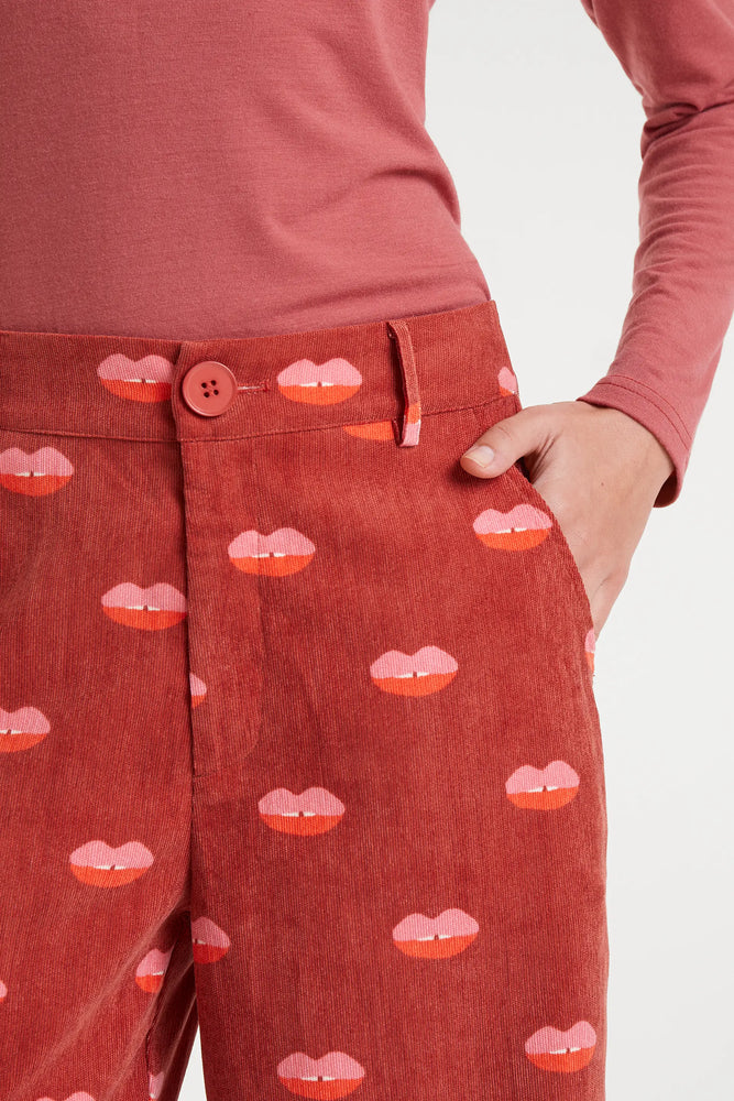 Lips Corduroy Pants - Brown