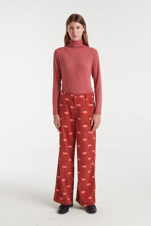 Lips Corduroy Pants - Brown