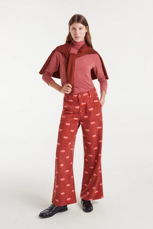 Lips Corduroy Pants - Brown