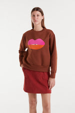 Lips Sweatshirt - Brown
