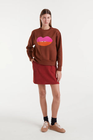 Lips Sweatshirt - Brown