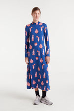 Cat & Vase Dress - Navy