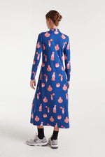 Cat & Vase Dress - Navy