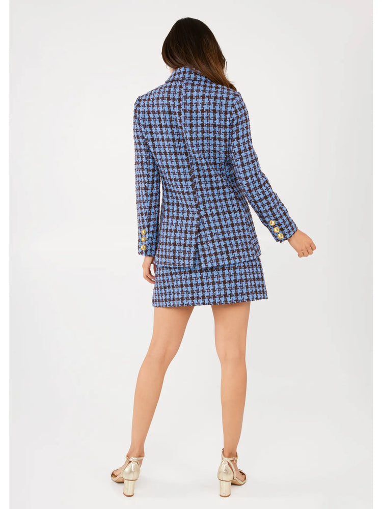 Calvin Blazer Blue/Brown Houndstooth Tweed