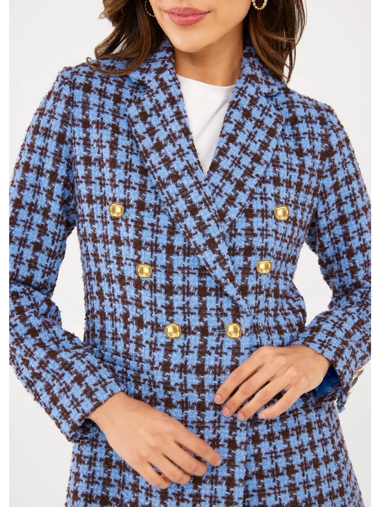Calvin Blazer Blue/Brown Houndstooth Tweed
