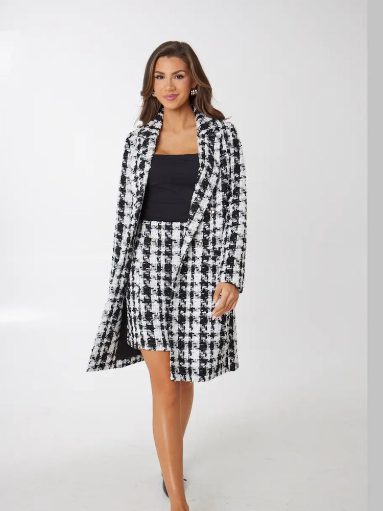 Abigail Coat Black White Houndstooth