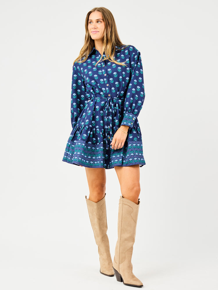 Maya Dress Blue Floral Foulard