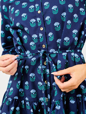 Maya Dress Blue Floral Foulard